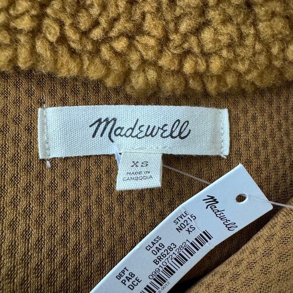 Madewell Faux Shearling Half-Zip Pullover Dried Cedar Size XS NWT $148 - Picture 8 of 9